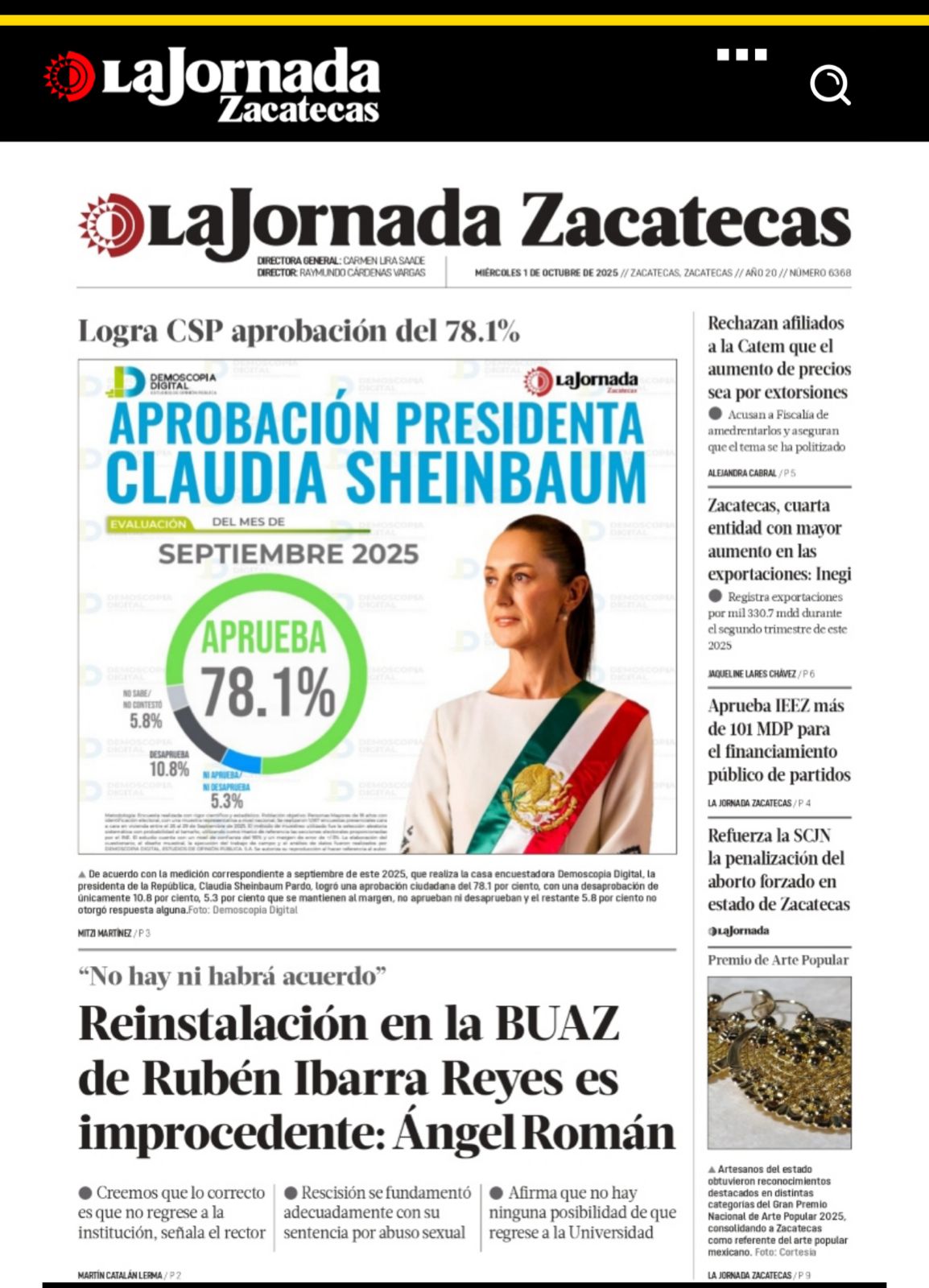 Logra CSP aprobación del 78.1%