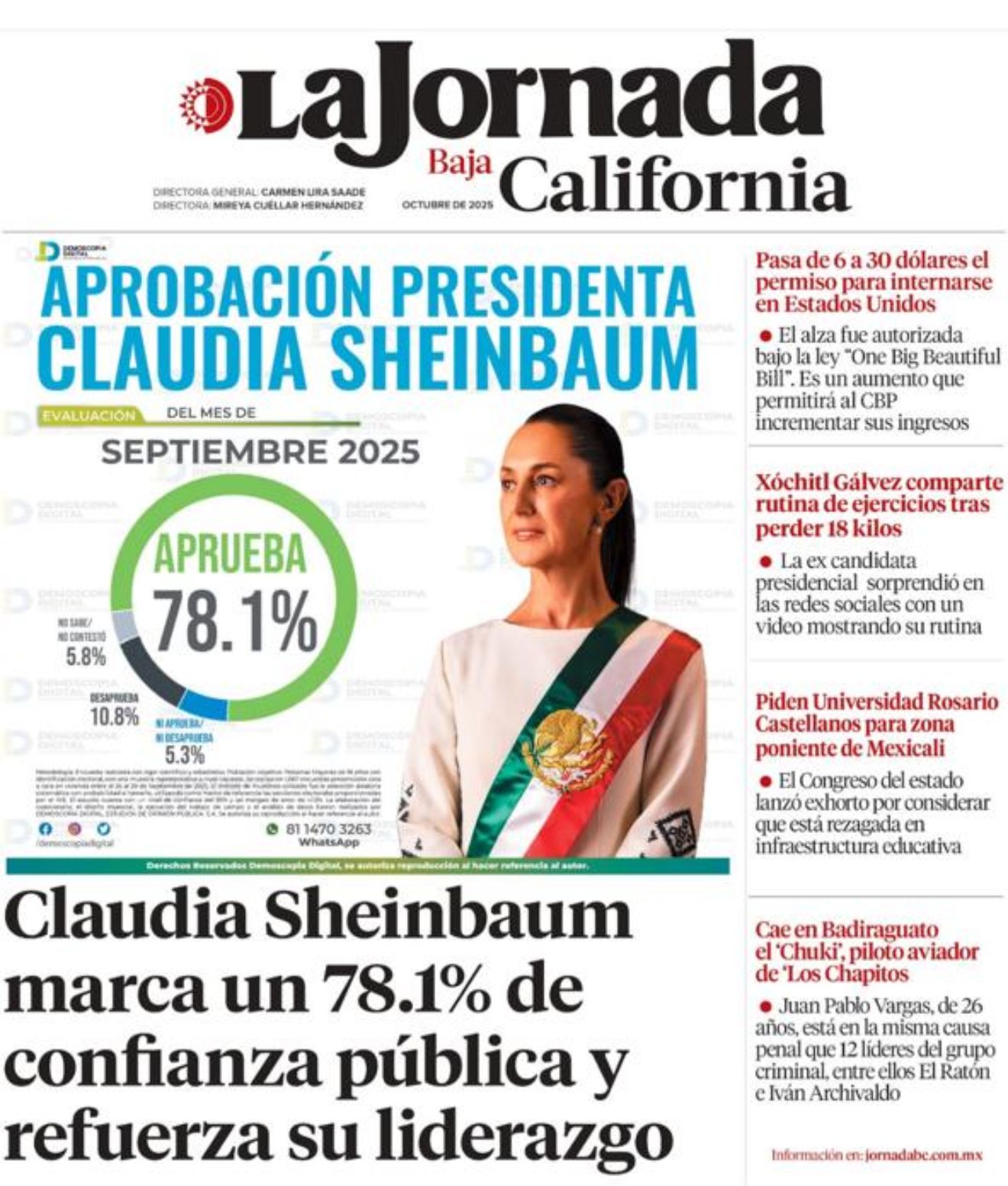 Aprobación ciudadana al alza enmarca el primer año de Sheinbaum