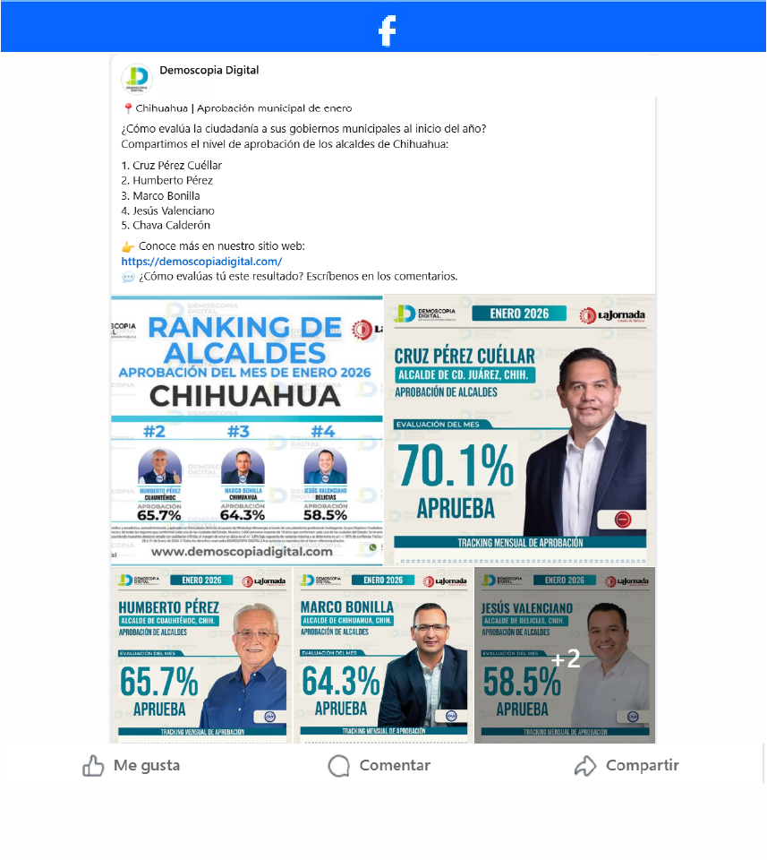 Ranking de Aprobación de los Alcaldes del Estado de Chihuahua