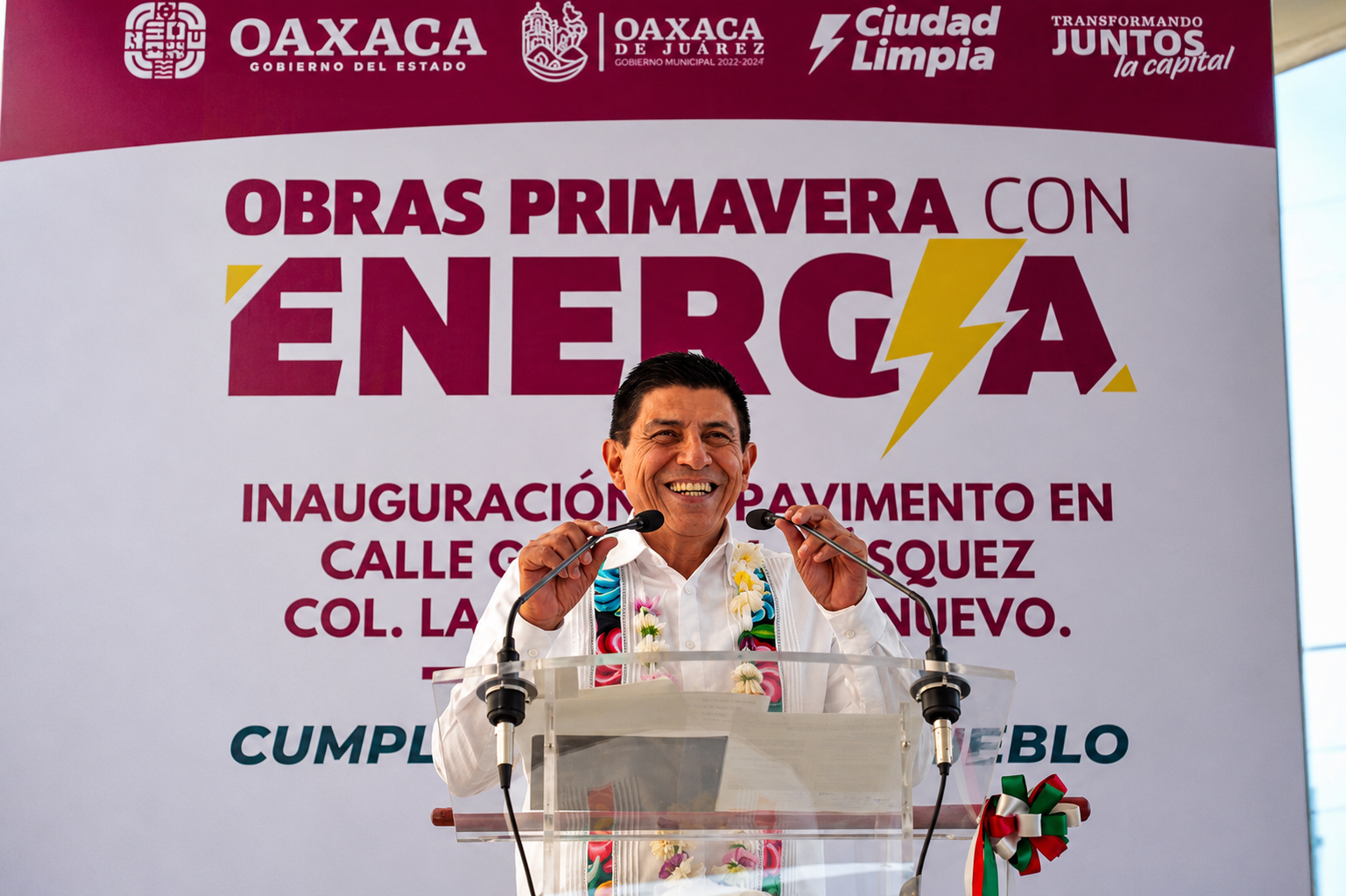 Inaugura Salomón Jara pavimentación de calle en Pueblo Nuevo; fortalece movilidad y conectividad